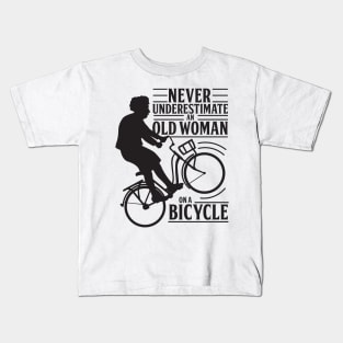 Never Underestimate An Old Woman On a Bicycle Kids T-Shirt